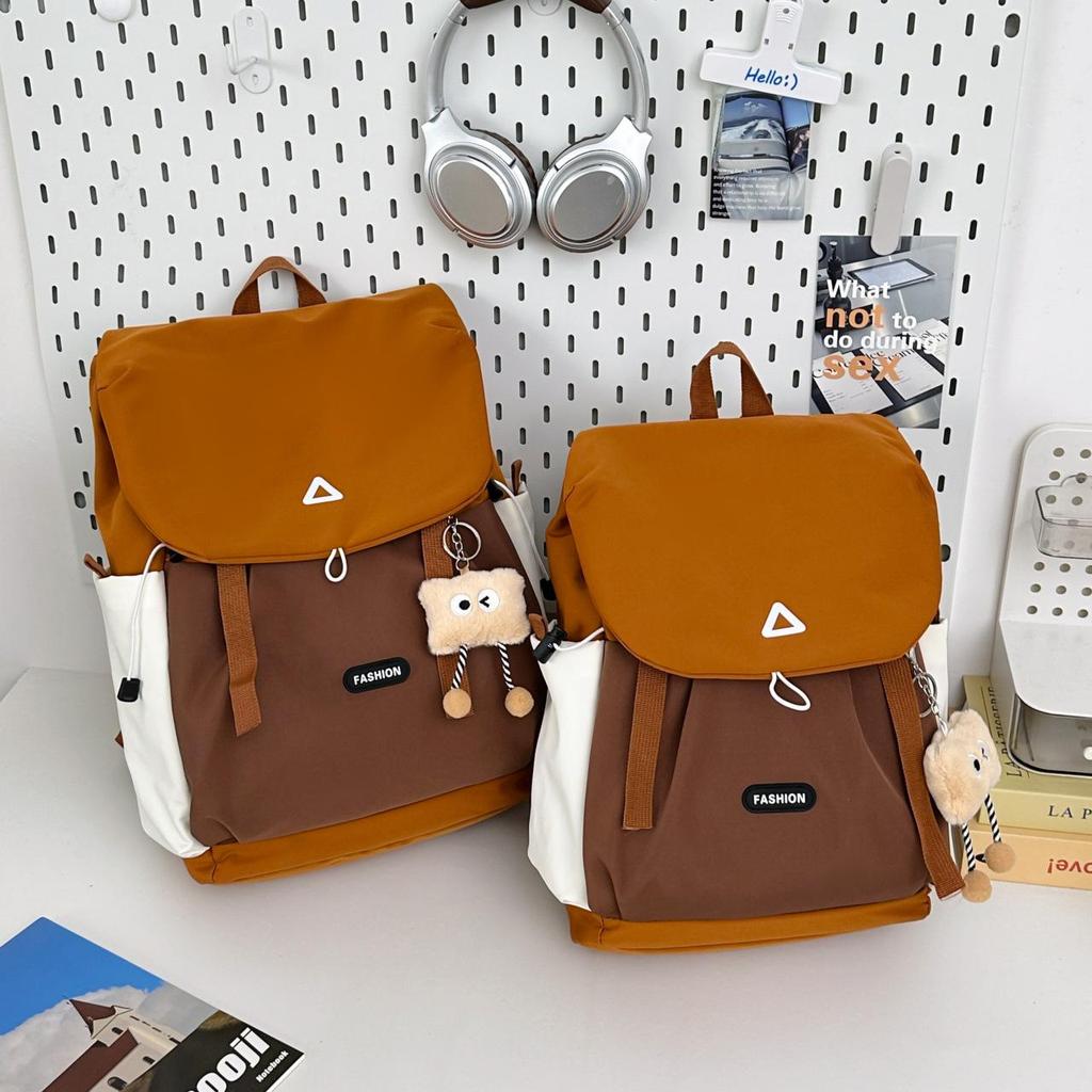 Trendy Cross-Border Color-Block Backpack – Large & Small Sizes for Casual Travel