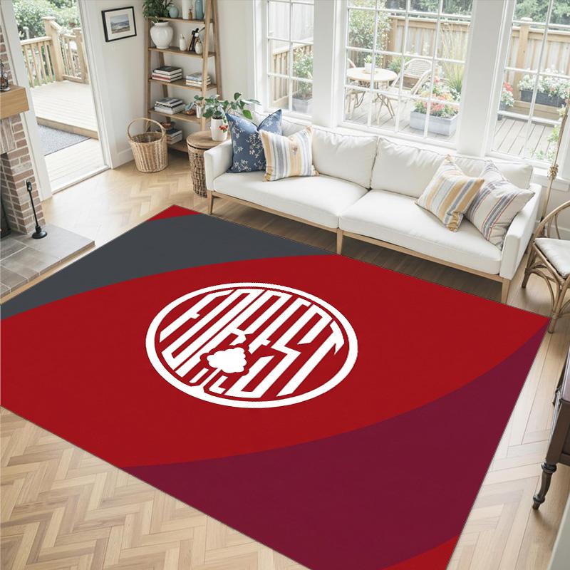 Nottingham Forest Fußball Design Kristall Samt Teppich Gemütlich Nicht?Rutschfester Teppich mit Aufdruck für Schlafzimmer Wohnzimmer Eingang