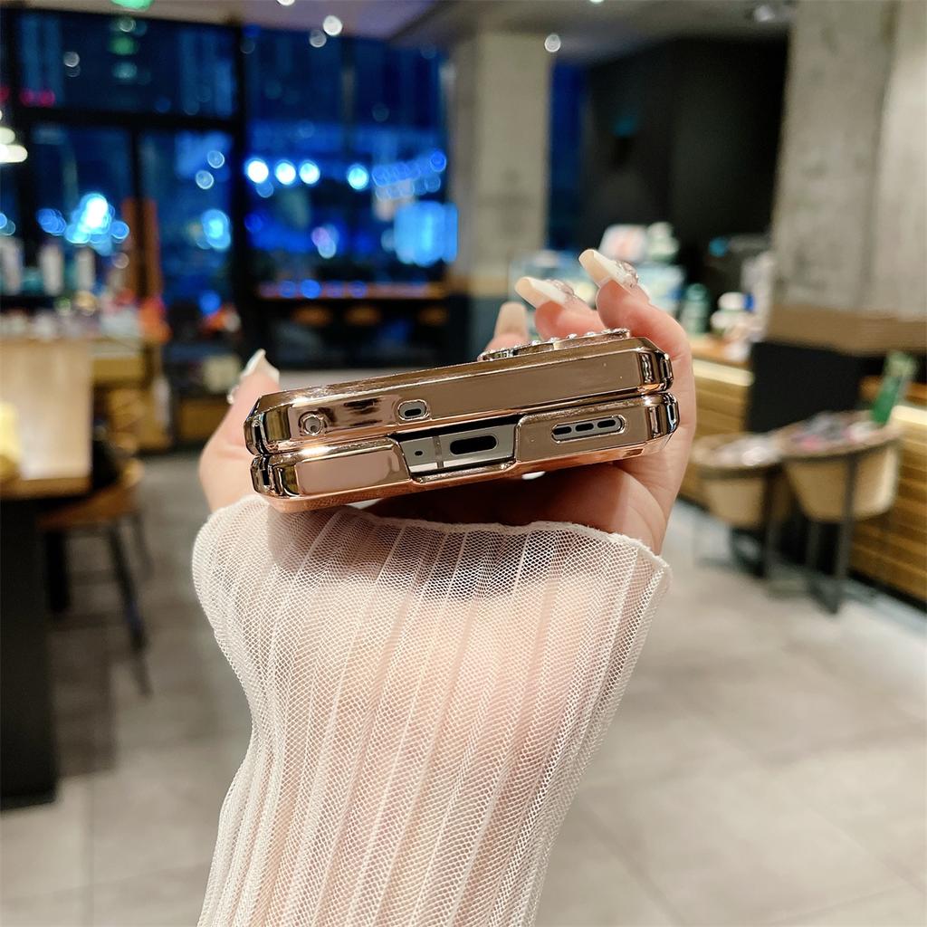 For Oppo Find N3 Flip 5G Case PU Leather+PC Glitter Phone Cover
