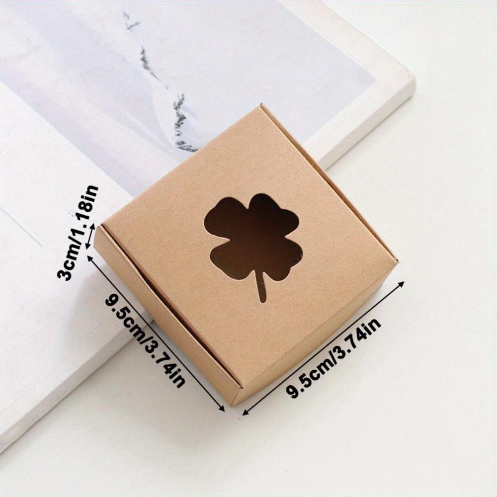 12pcs Gift Boxes with Four-leaf Clover Window Mini Treat Boxes for Gift Soap Kraft Paper Wrap Box for Wedding Party Festival
