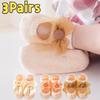 3Pairs Baby Ankle Socks Children Home Floor Shoes Lace Bow Infant Anti Slip Socks Newborn Girl Princess Pearl Low Cut Socks
