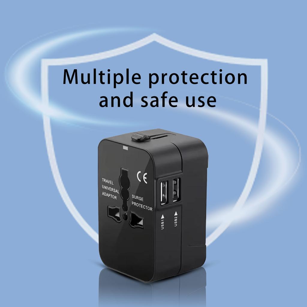 International Travel Adapter Travel Charging with 2 USB Port Wall Power Strips for Travel Socket Plug for Phone Tablet