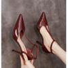 Fashion 2024 Women's Fashion Sweet Pointed Toe Buckle Strap Stiletto Heels Cool Red Party High Heels Pump Women's Shoes Sandalias Mujer