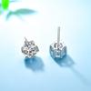 Simulated Moissanite Princess Cut Crown Earrings with Six Claws In Silver