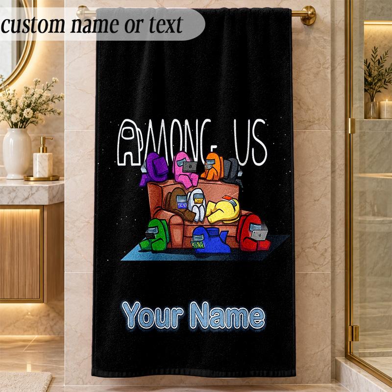 Beach TowelAmong Us Custom Name Text Personalized Soft Towel for Beach Pool Indoor Home Decor Gift