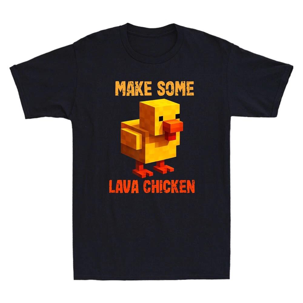 Make Some Lava Chicken Funny Chick Game Meme Vintage Men s Short Sleeve T-Shirt S