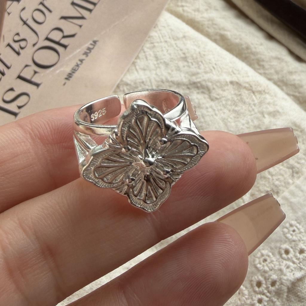 Xiaomi 925 Sterling Silver Rings for Women Couple Minimalist Handmade Simple Flower Pattern Ring Fine Jewelry Gift Prevent Allergy