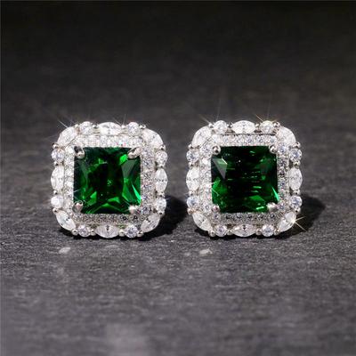 Boucles d'oreilles Vintage en CZ vert pour femmes, accessoires de luxe, fête de danse, cadeau d'anniversaire, bijoux pour femmes, nouvelle collection