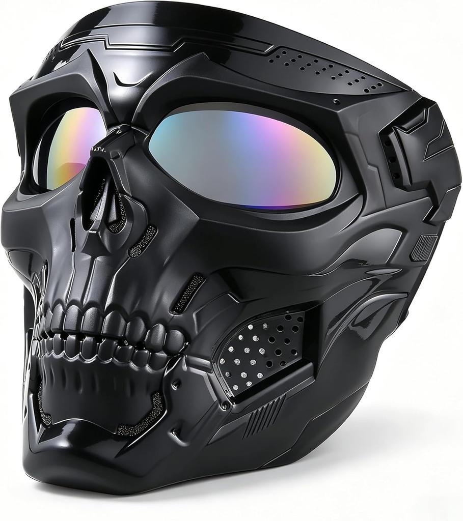 Skull Mask Motorcycle Mask Bicycle Riding Windproof Full Face Skeleton Protective Mask Colored Goggle Tactical Cycling Bike