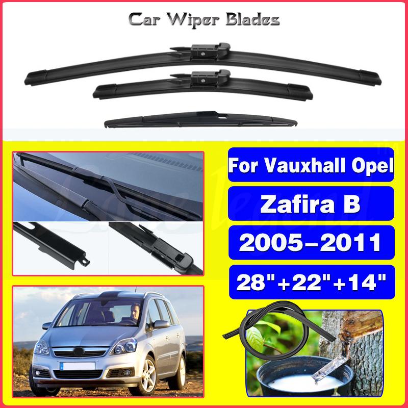 

For Vauxhall Opel Zafira B 2005 - 2011 Wiper Front Rear Wiper Blades Windshield Windscreen Window Brushes 2009 2010 28 +22 +14 Front Rear 3pcs