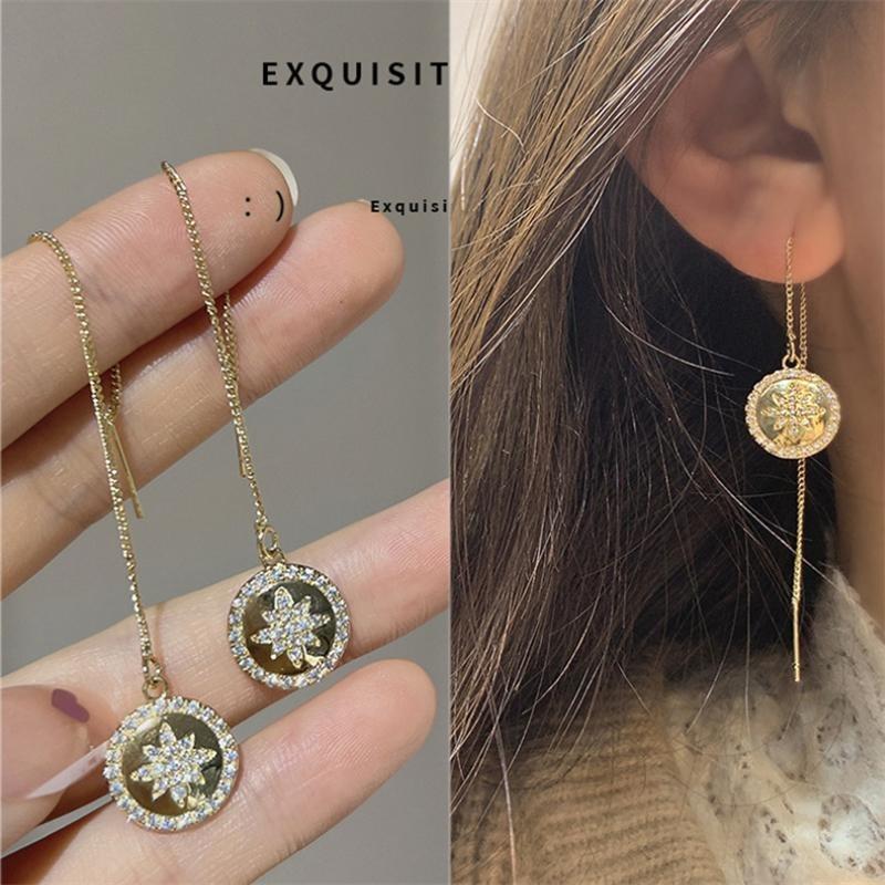 Lange Quaste Zirkon Ohrring Mode Frauen Mädchen Temperament Feine Glänzende Geometrische Ohrringe Schmuck Party Geschenke