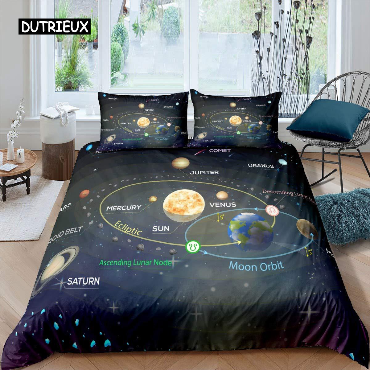 

Комплект постельного белья «Солнечная система» Twin King Microfiber Outside Space Galaxy Комплект постельного белья «Вселенная Планета Астрономия» King Size Покрывало для пододеяльника 150x200cm 3pcs