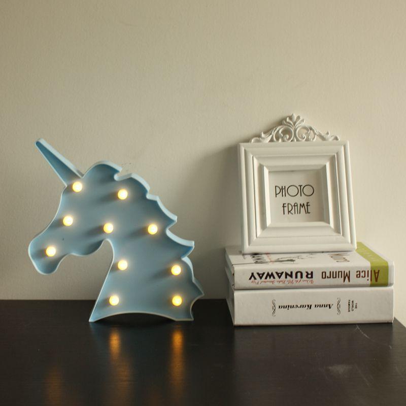 Adorable Cute Unicorn Head Led Letter Table Lamp Perfect For Children's Room Decor