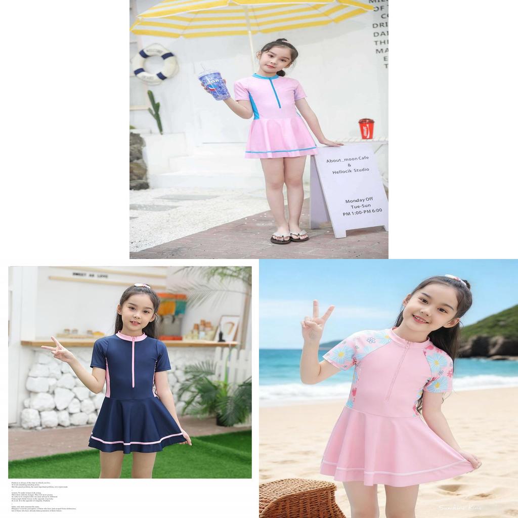 Costume da bagno intero per bambina stile vestito Poliestere Carino Principessa Costumi da bagno per bambini dai 2 ai 12 anni