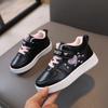 Girl's Sneakers Sweet Embroidered Children Tennis Shoes Fashion School Non-slip Versatile Kids Running Sports Shoes Hook Loop