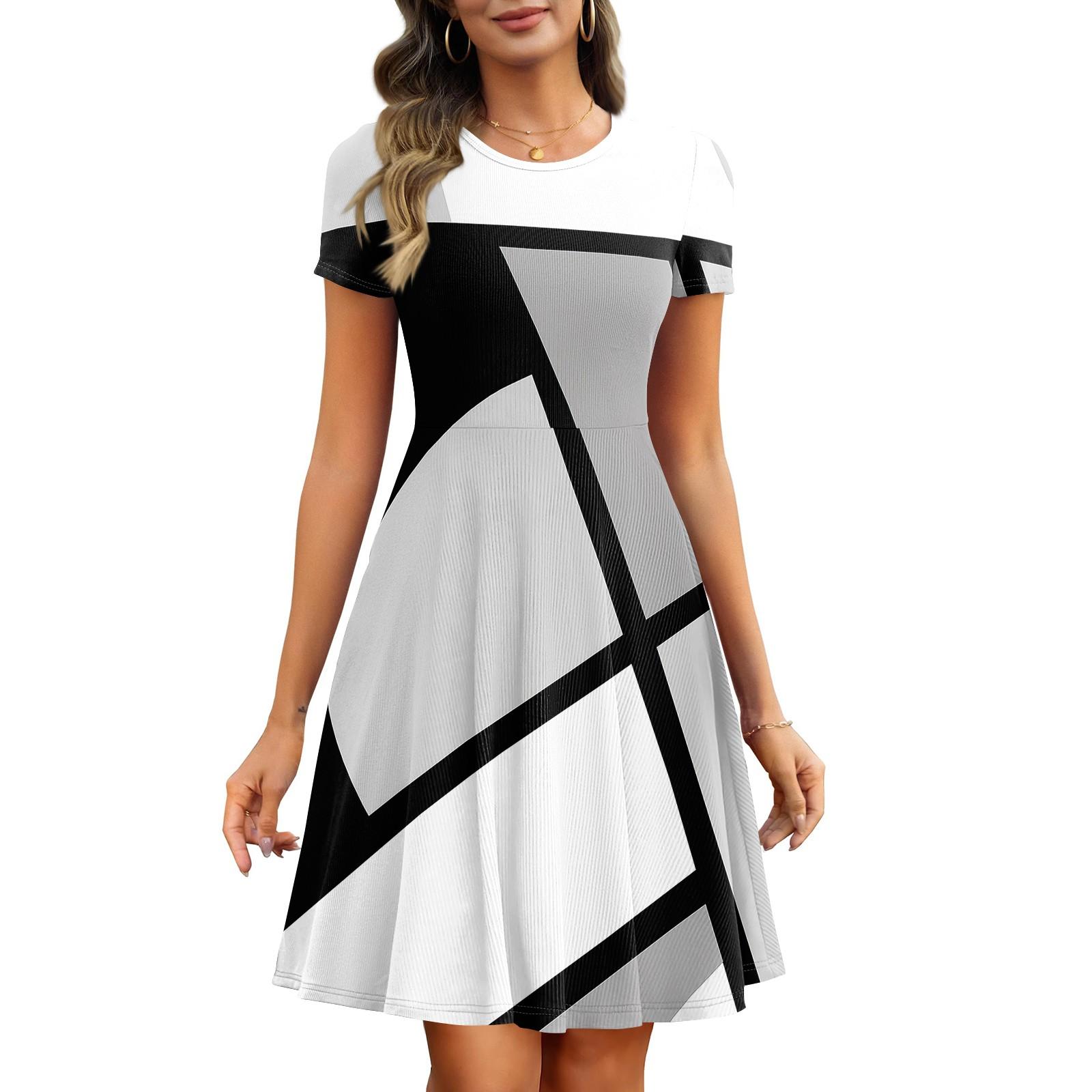 

Женские летние модные платья с коротким рукавом, карманом, в полоску, с лоскутным принтом, рубчик, базовые M