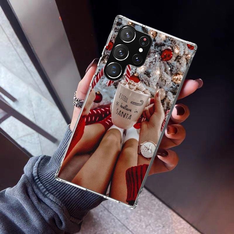 Winter Coffee Christmas Phone Case For Samsung Galaxy S23 S24 S25 Edge S26 Ultra S22 + S21 Plus S20 FE Cover Silicone Print Shel