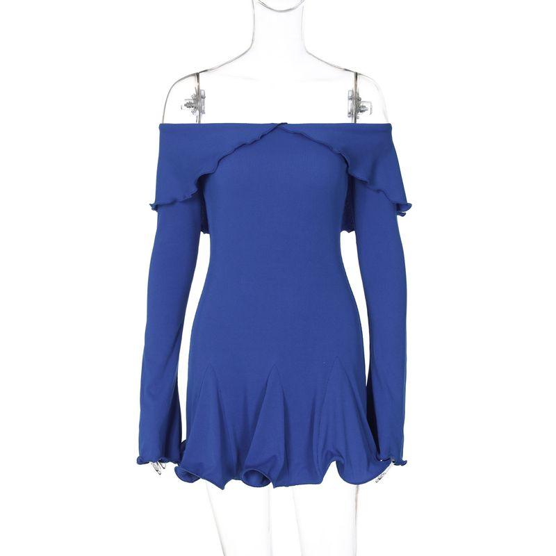 European and American Women's Clothing 2024 Fall and Winter New Product Fashion Stylish Slim Fit Ruffled Package Hip Strapless Long Sleeves Dress