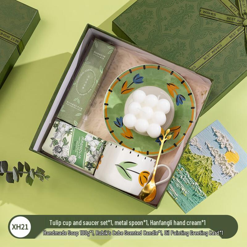 Tulip Flower Ceramic Cup & Scented Essentials Gift Set