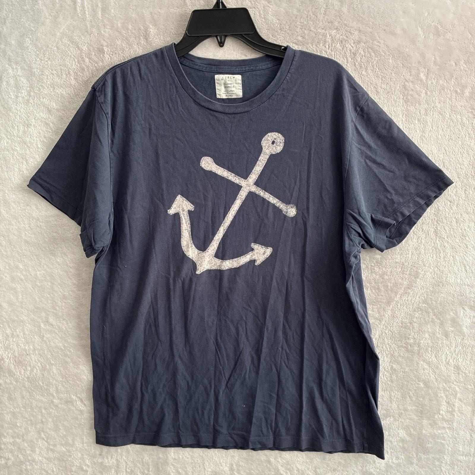 J Crew Mens T Shirt Anchor Blue Graphic XL Cotton Crew Neck Short Sleeve S разноцветный
