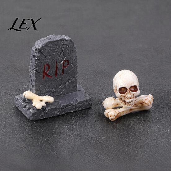 Retro Desktop Spooky Decor Halloween Miniature Resin Ornaments, Micro Landscape Decor, Horror Moss Accessories Scene for Fish Tank Aquarium