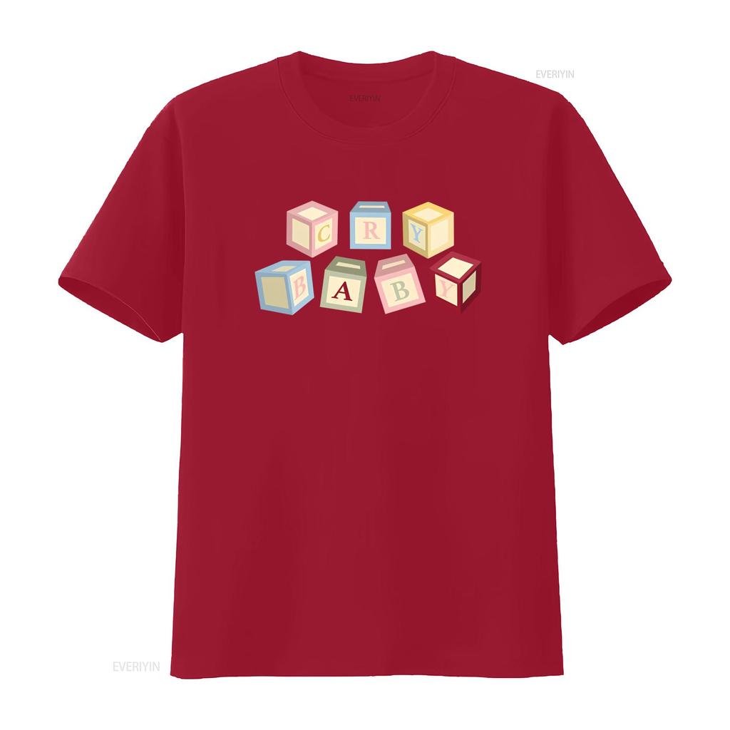 Melanie Martinez Cry Baby Alphabet Blocks Print T Shirt for Boys Vintage Washed Homme Soft Top For Everyday Wear Fashion