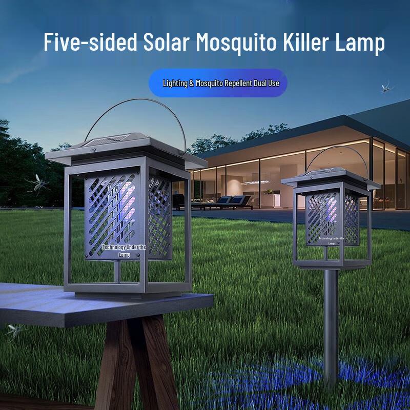 Solar Powered Outdoor Mosquito and Fly Killer Lamp