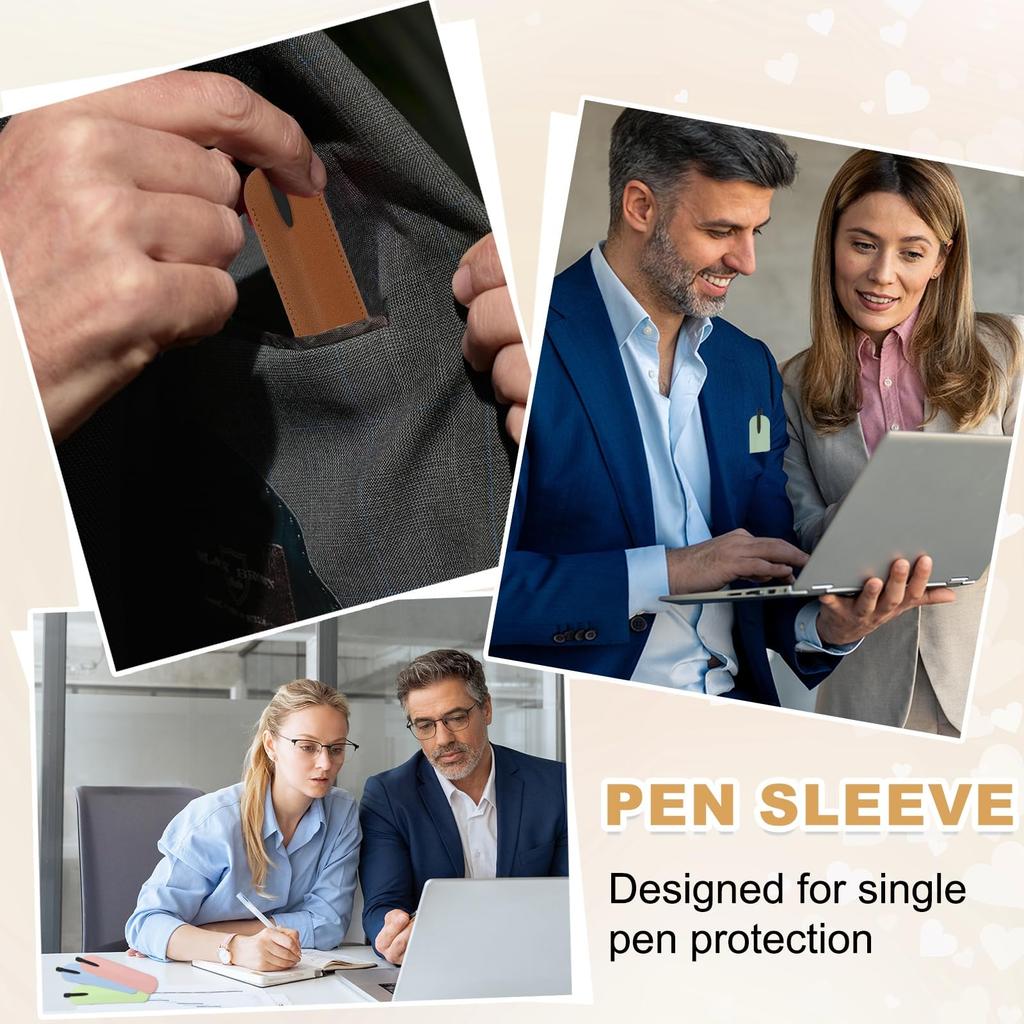 PATIKIL Pen Sleeve PU Leather Pen Single Fountain Pen Pouch Protective Cover Holder for Office Ballpoint Brown 6-inch Case, 8-Piece Pouch, Pens,
