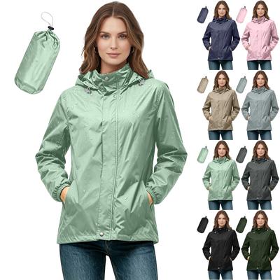 Leichte Damen-Regenjacke mit Kapuze Sommer-Regenmantel Damen Regenmantel Damen Packbare Regenjacke für Outdoor-Aktivitäten