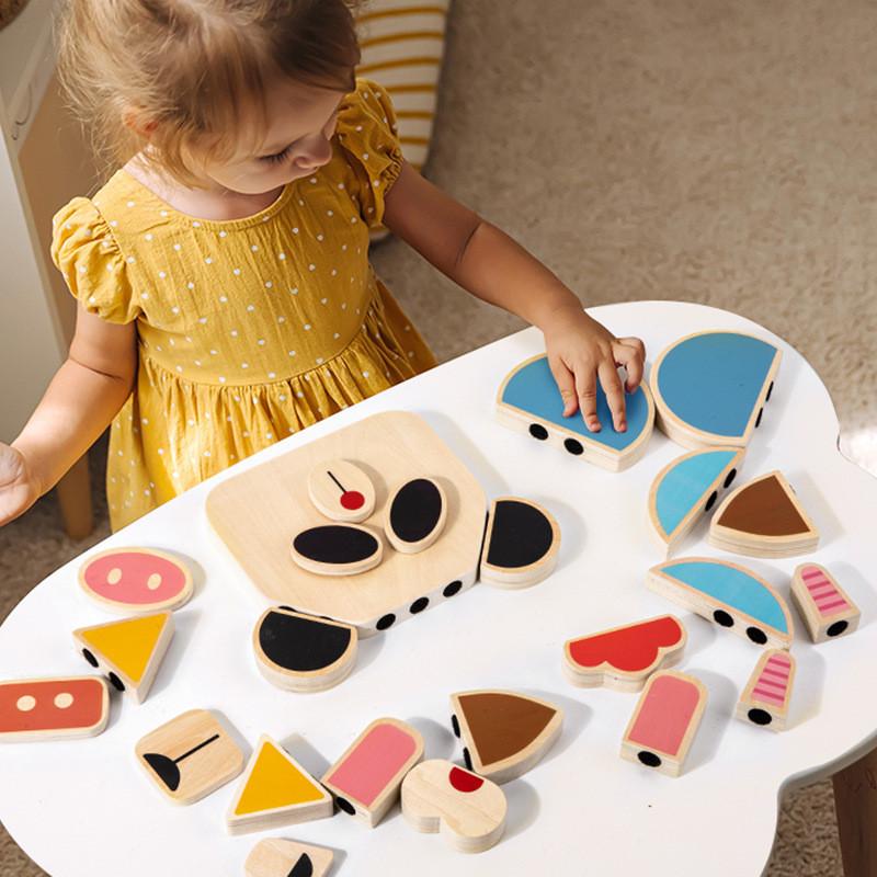 Wooden Animal And Character Facial Expression Puzzle For Kids Educational Brain Teaser Toys