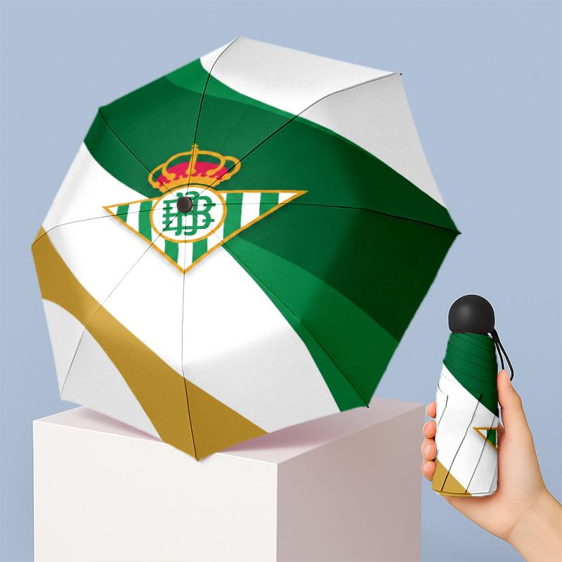 Real Betis Football Pattern Printed Mini 5 Folds 8 Ribs Compact Umbrella Windproof Waterproof Lightweight Portable Folding