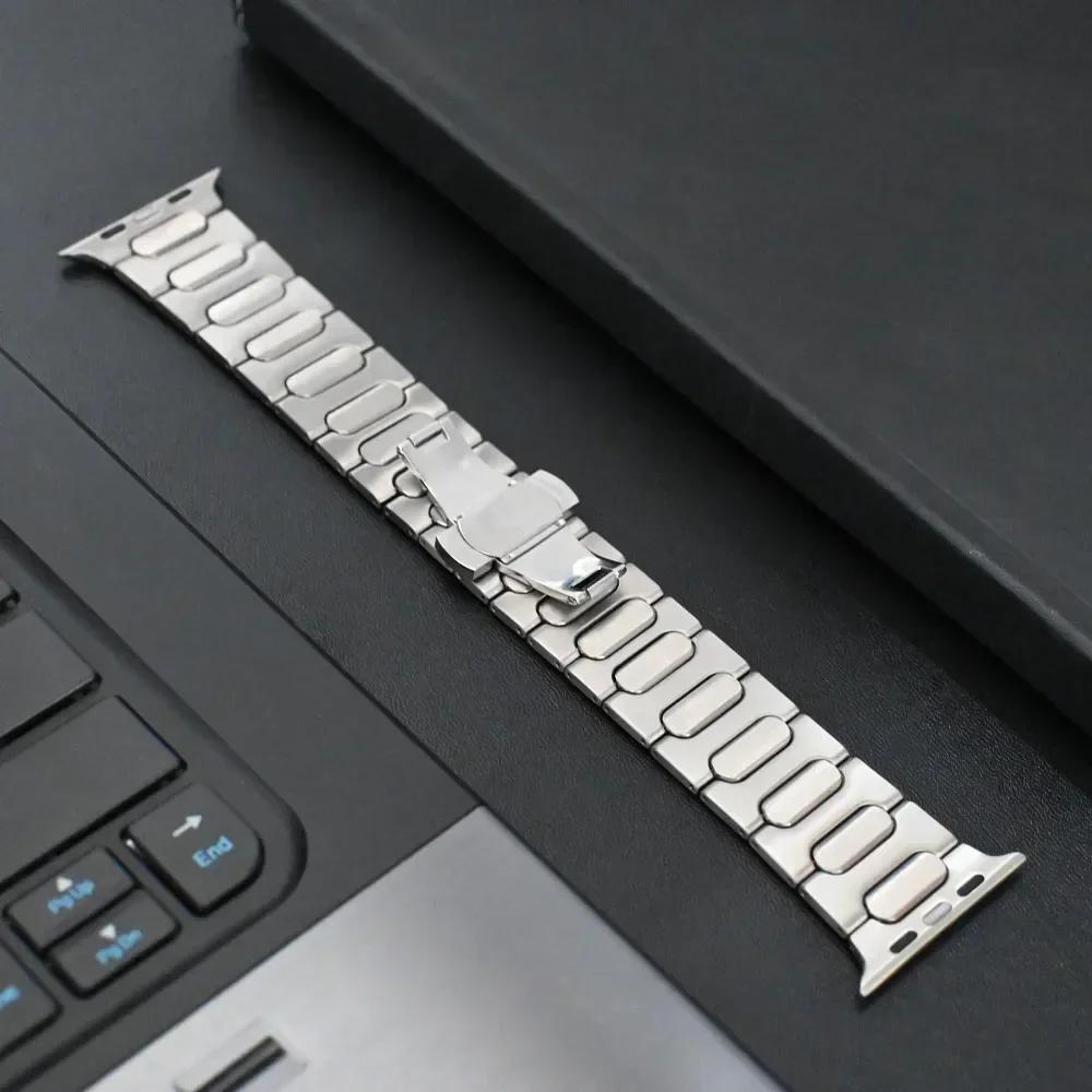 Πολυτελές Βραχιόλι Τιτανίου Για Apple Watch 10 46mm Ultra 2/1 49mm Μεταλλικό Ανδρικό Λουράκι Για iWatch Series 9 8 7 6 5 se 42mm 44mm 45mm Correa