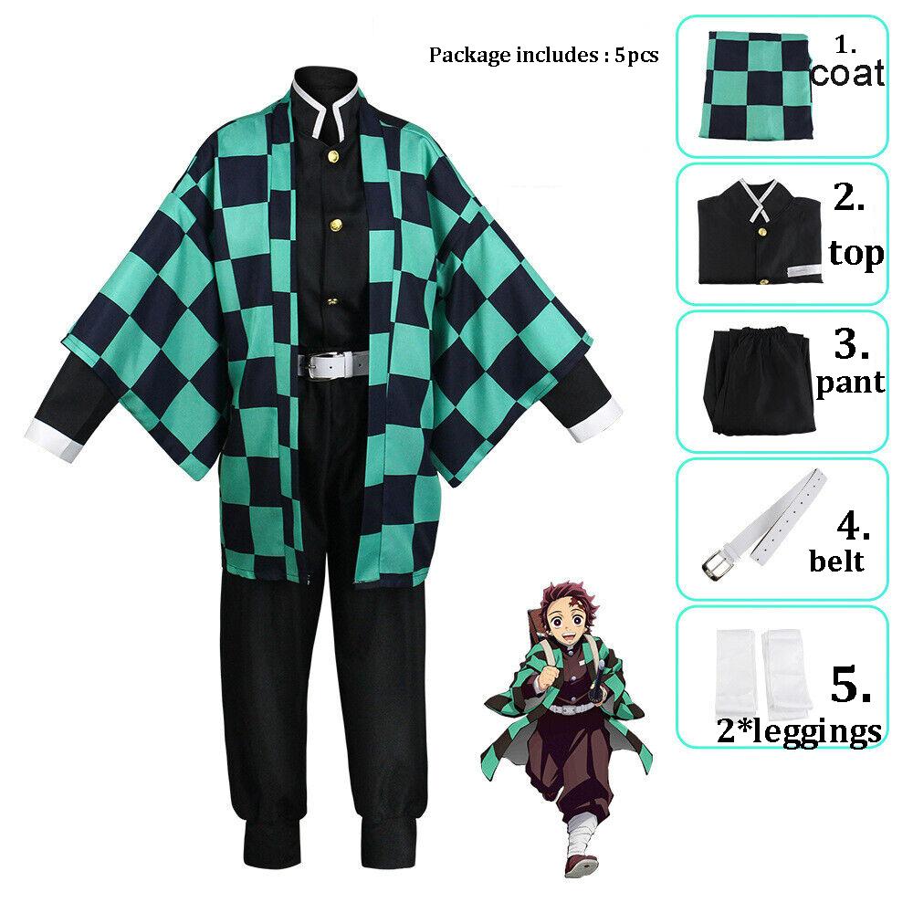 Anime Demon Slayer: Tanjiro Kamado Yaiba Kimono Top Fancy Suit Helovino Cosplay kostiumas