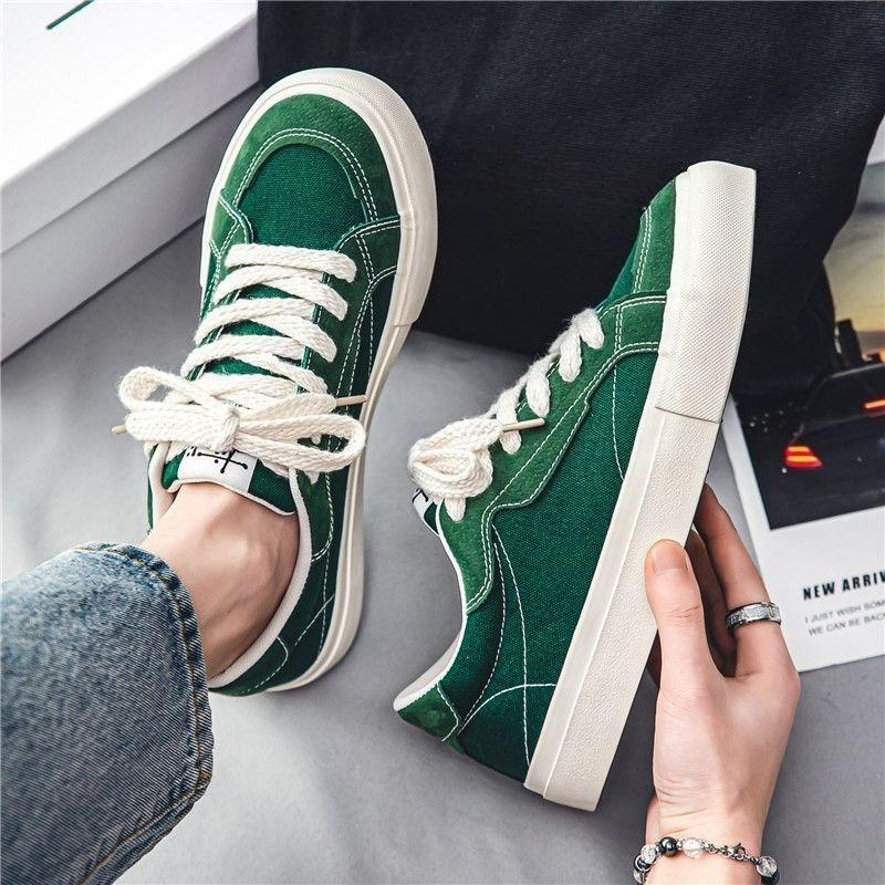 

Fashion Sneakers Height Increasing Casual Shoes for Men Green Spring Autumn Korean Style Man Shoe Non-leather Legitimate In Promotion 44
