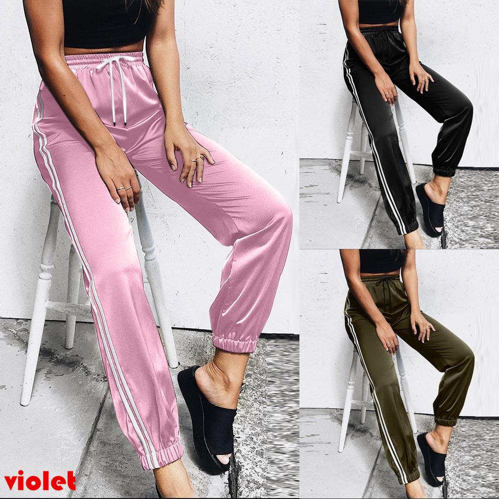 Buy Women Elastic Ankle Length Pants Summer Color Ding Bandage Stripe 9