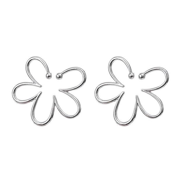 

1 пара без пирсинга, полые серьги-клипсы с цветком, серьги-каффы для женщин