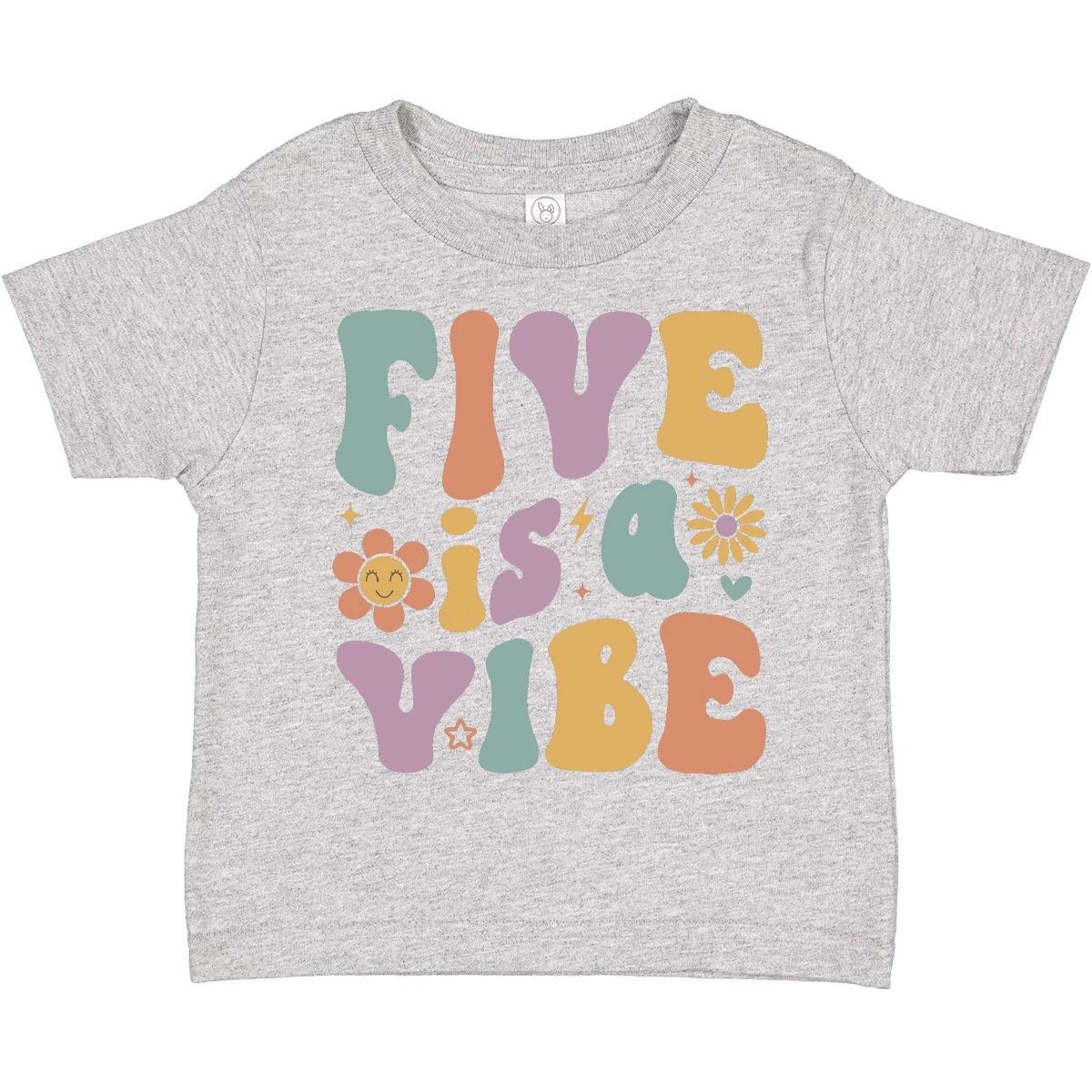 Inktastic Five Is A Vibe 5th Birthday Retro Colors Toddler T-Shirt Colorful Old 100