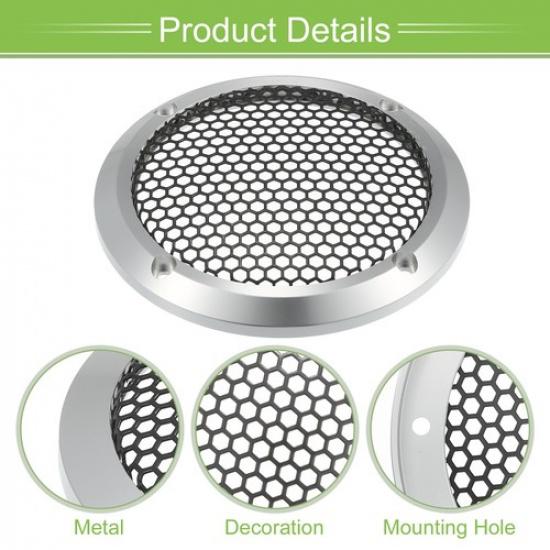 3.5" Speaker Grill Cover Mesh Subwoofer Guard W/ Screws Silver Tone Black
