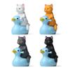 Playful Series: Hand-Painted Cats & Kittens On Ducks - Micro-Landscape Figurines