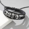 Vintage Punk Skull Leather Bracelet Metal Woven Rope Cowhide Wristband Trendy Men Accessories