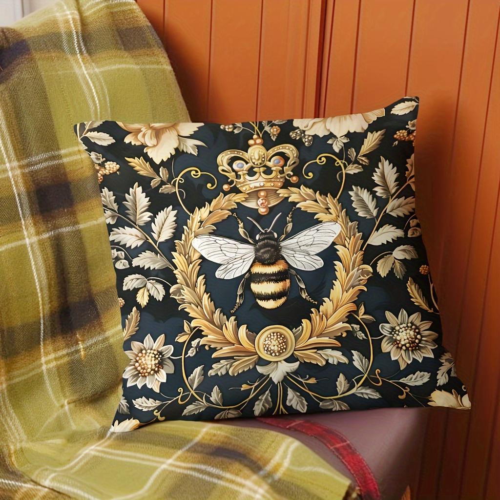 Vikama Decorazioni per la Casa Federa per Cuscino Stampa Mistica con Motivo di Api Vintage Camera da Letto Soggiorno Divano Copricuscino Decorativo