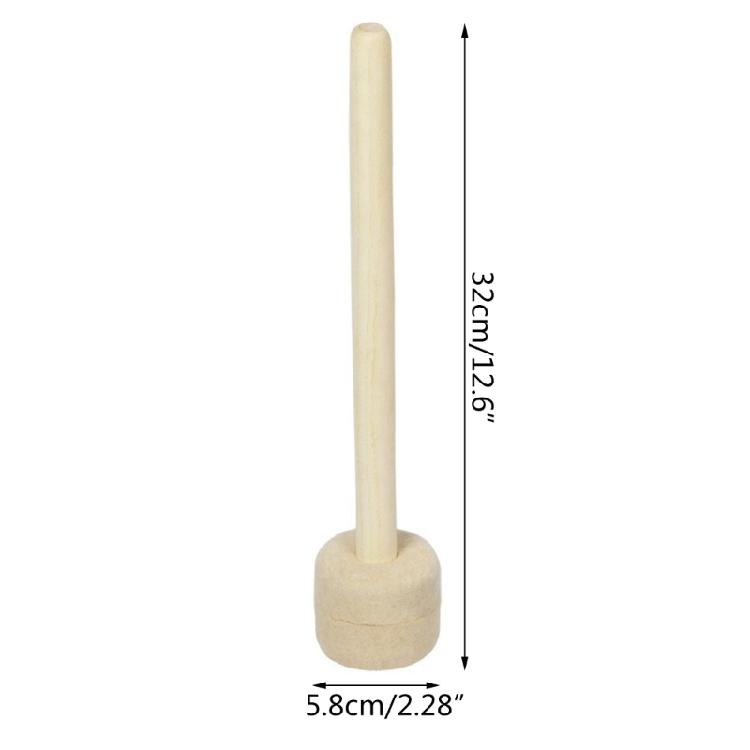 Wood Handle Percussion Drumstick Mallets Marchings Band Felt Head Drumsticks