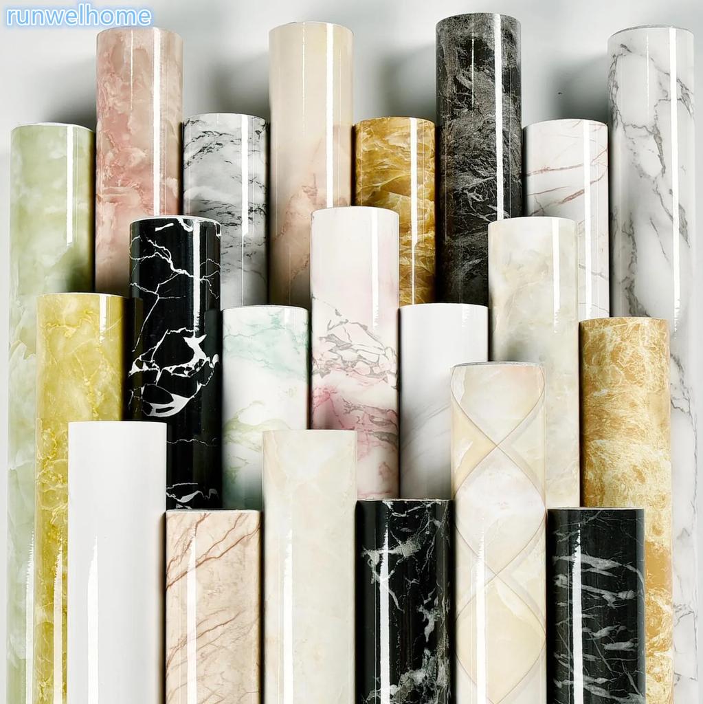 40cm Kitchen wall sticker self-adhesive marble pattern waterproof cabinet stove countertop wallpaper desktop bathroom renovation