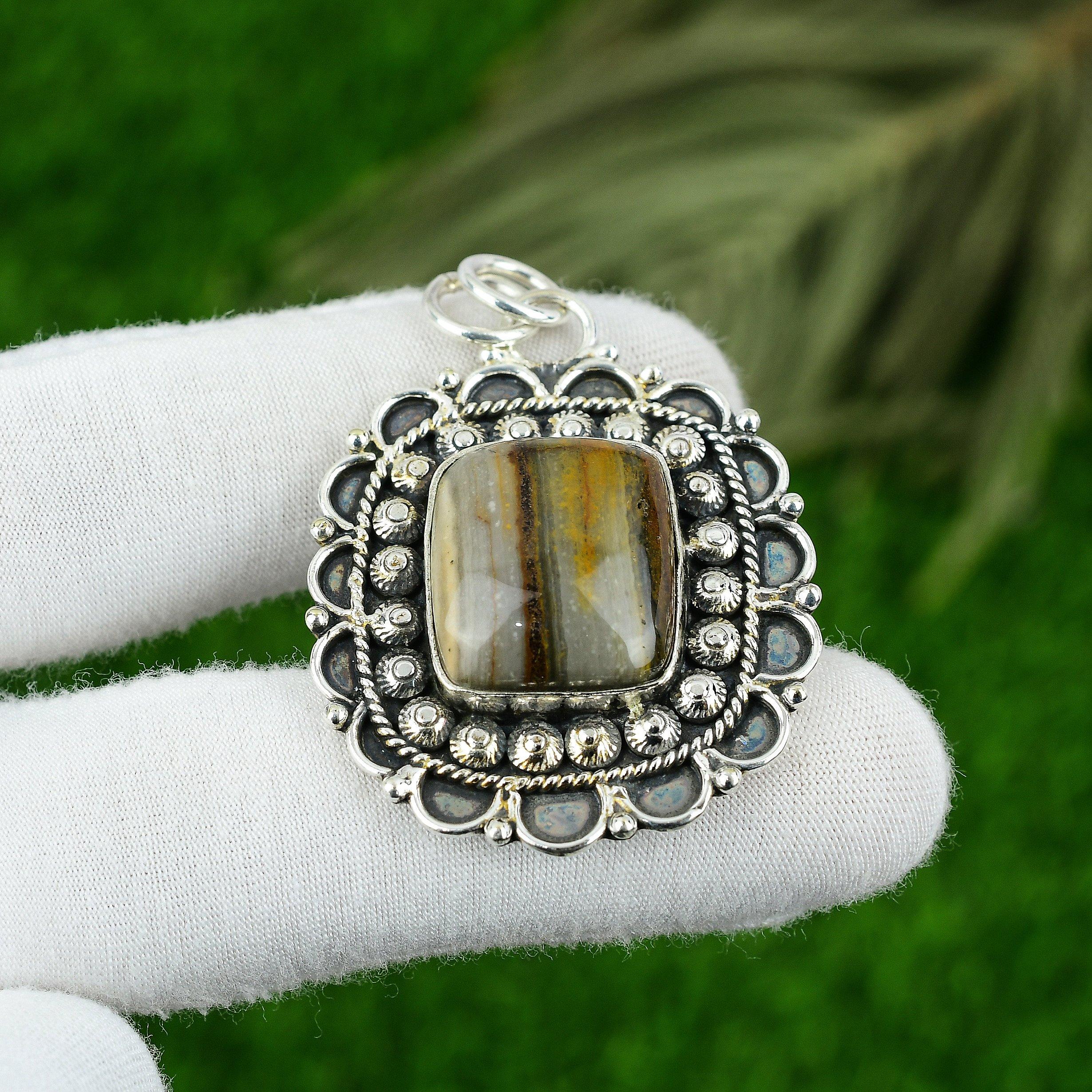 

Imperial Jasper Gemstone Handcrafted Bezel Pendant Jewelry 925 Sterling Silver
