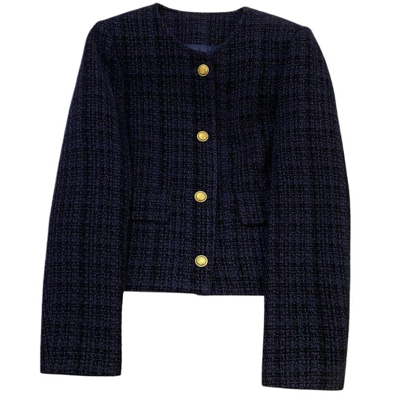 2025 Autumn French Style Short Dark Blue Fragrant Wind Jacket