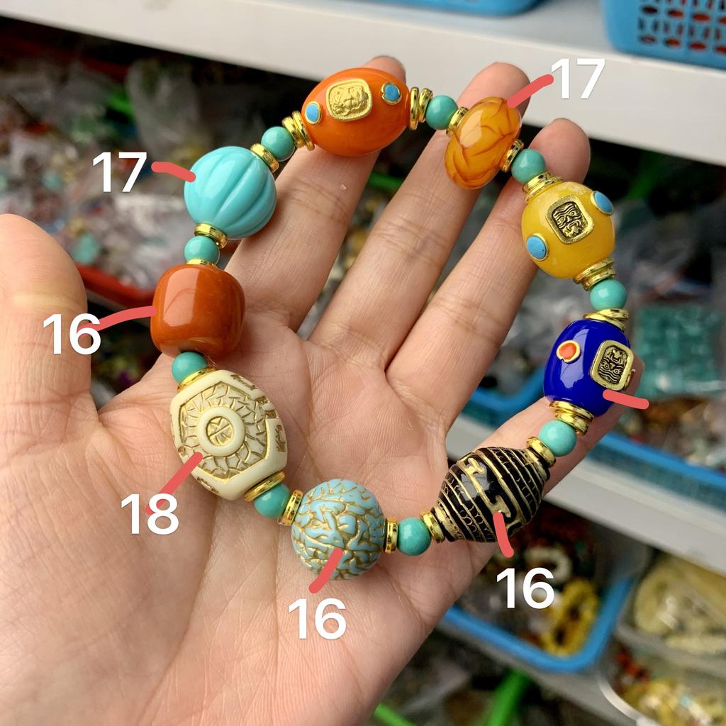 Tibetan Style Enamel Beaded Bracelet, Multicolor Vintage Gold-Plated Ethnic Jewelry,Handmade Enamel Charm Bracelet