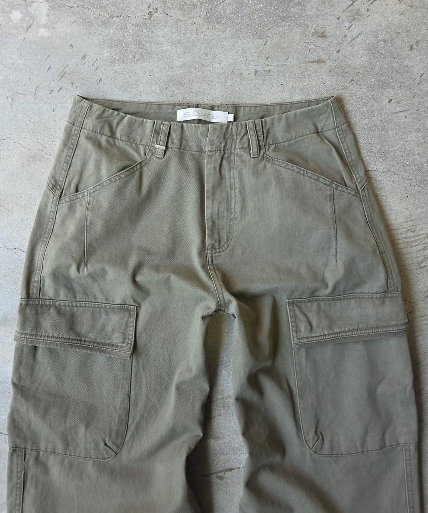 SLOWACID Oblique Pocket Cargo Pants [Khaki]