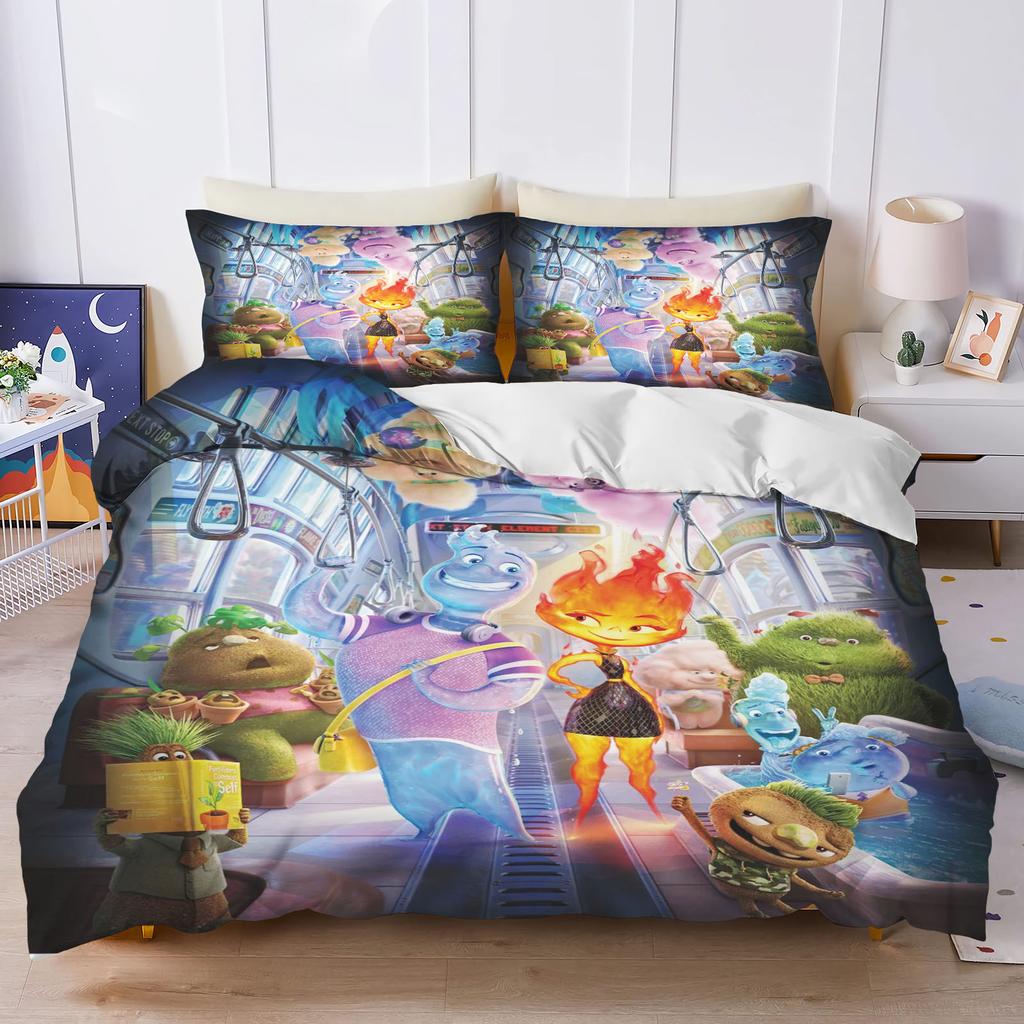 Elemental Printed Bedroom Bedding Set Duvet Cover Christmas Gifts Comforte Cartoon With Pillowcase