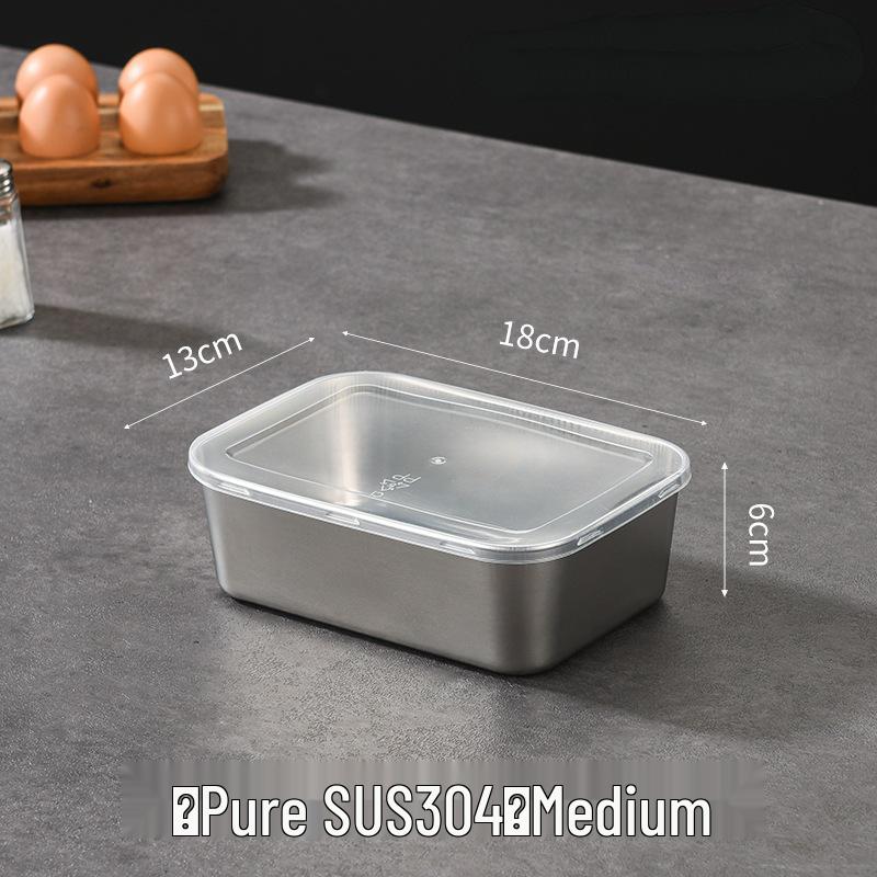 Pojemnik na żywność 304 ze stali nierdzewnej, szybkozamrażający, utrzymujący świeżość i smak, z pokrywką - Szczelny pojemnik do przechowywania żywności w lodówce i zamrażarce