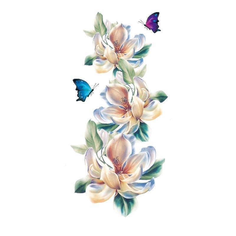 

Наклейка с изображением цветка голубой розы, большой узор в виде цветка сливы, водонепроницаемая наклейка с изображением цветка на руке, образец татуировки 90*190MM